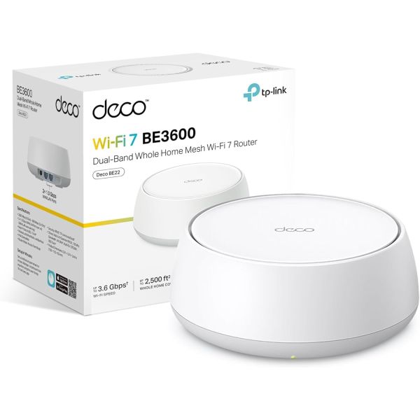 TP-Link Deco BE22 BE3600 Dual-Band Wi-Fi 7 Mesh Router (1-Pack) | AI-Driven Mesh | Gigabit Ports