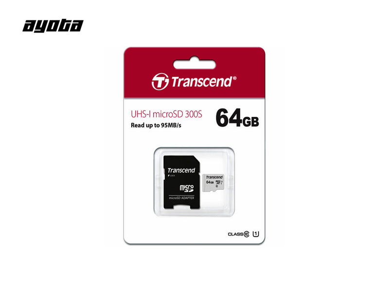 Transcend Flash Type 3D NAND 64GB Micro SD UHS-I U1 Memory Card with Adapter