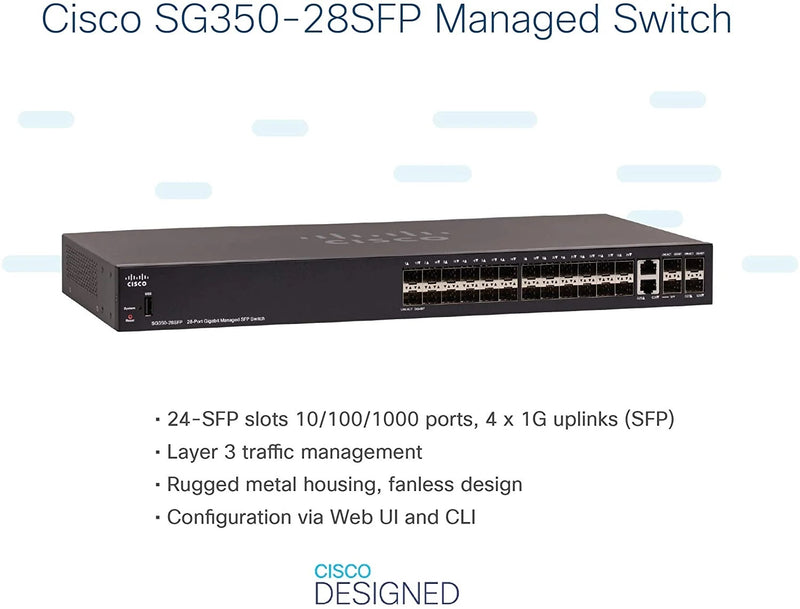 Cisco SG350-52 Managed Switch with 52 Gigabit Ethernet (GbE) Ports with 48 Gigabit Ethernet RJ45 Ports plus 2 SFP Slots, 2 Gigabit Ethernet Combo, Limited Lifetime Protection (SG350-52-K9-NA)