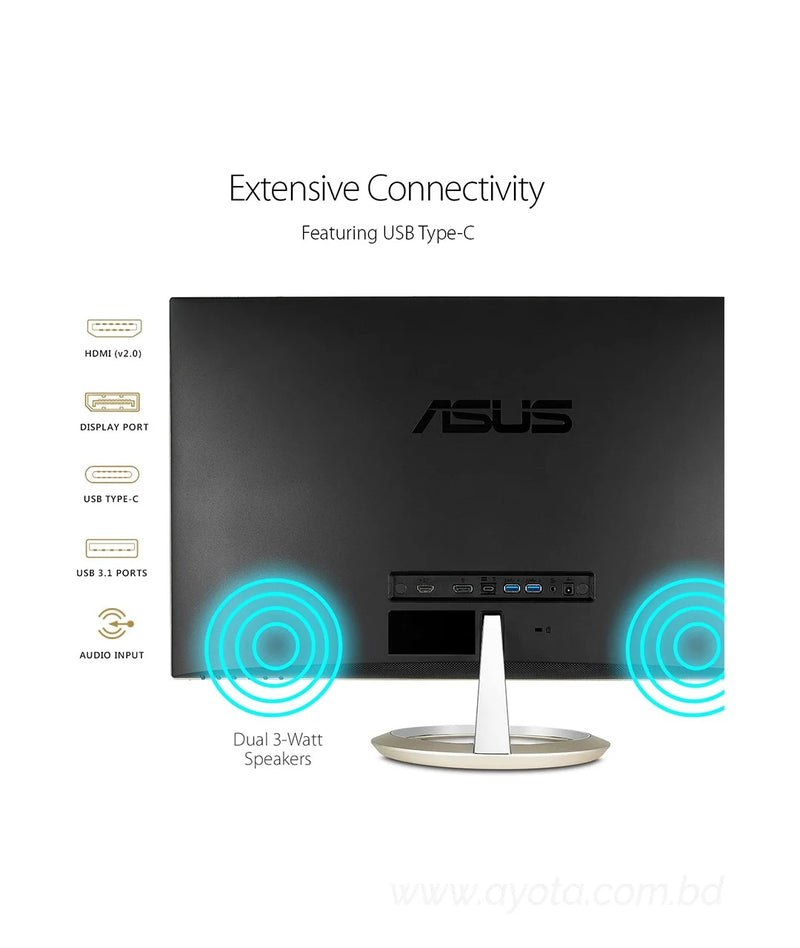 ASUS MX27UCS 27" UHD 3840 x 2160 (4K) 5ms (GTG) 75 Hz HDMI, DisplayPort, USB-C Built-in Speakers Eye Care Monitor, Frameless, Flicker Free, Blue Light Filter, Anti Glare