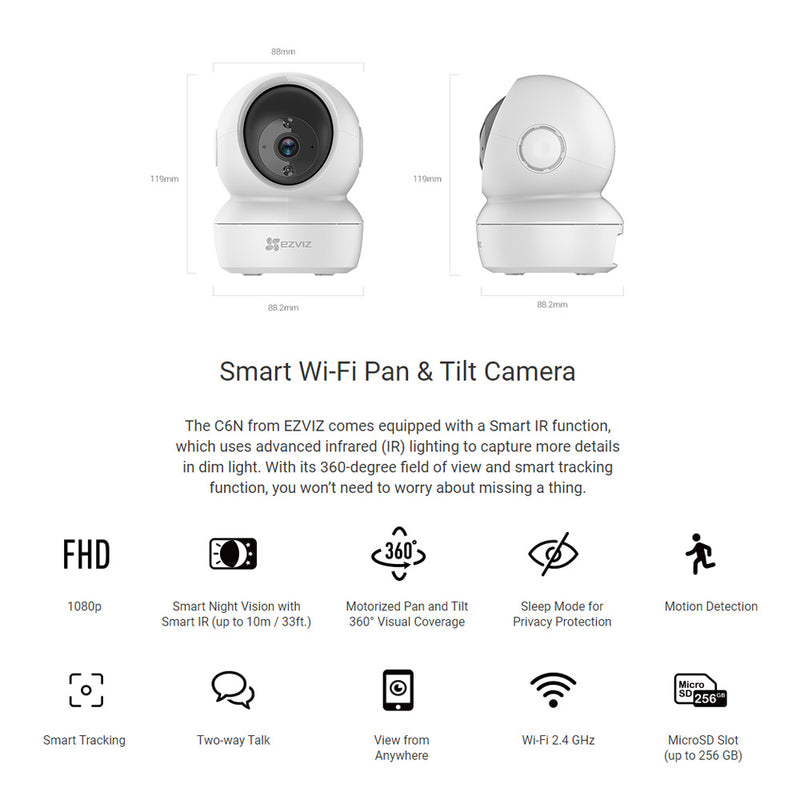 EZVIZ C6N ( A0-1C2WFR ) 1080p Indoor Pan Tilt WiFi Security Camera-Best Price In BD
