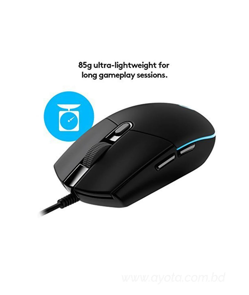 Logitech G 102 Prodigy Optical Gaming mouse with 16.8m LED colors, Built-in Storage Capability for PC/Mac