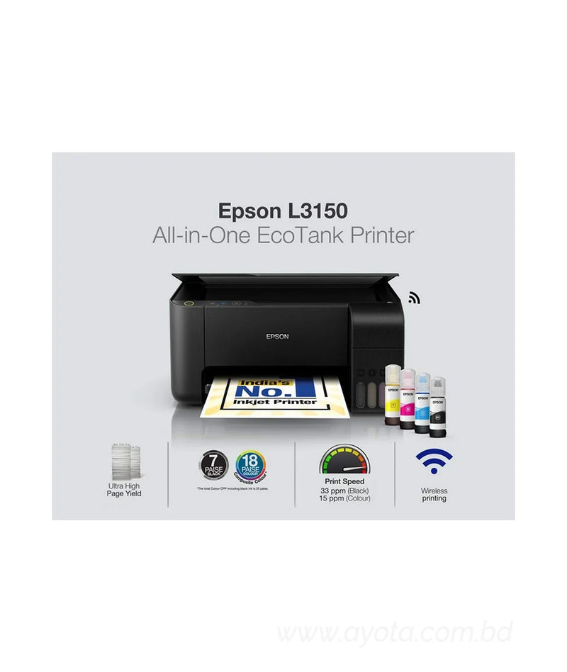 Epson EcoTank L3150 Wi-Fi Multifunction InkTank Printer-Best Price In BD