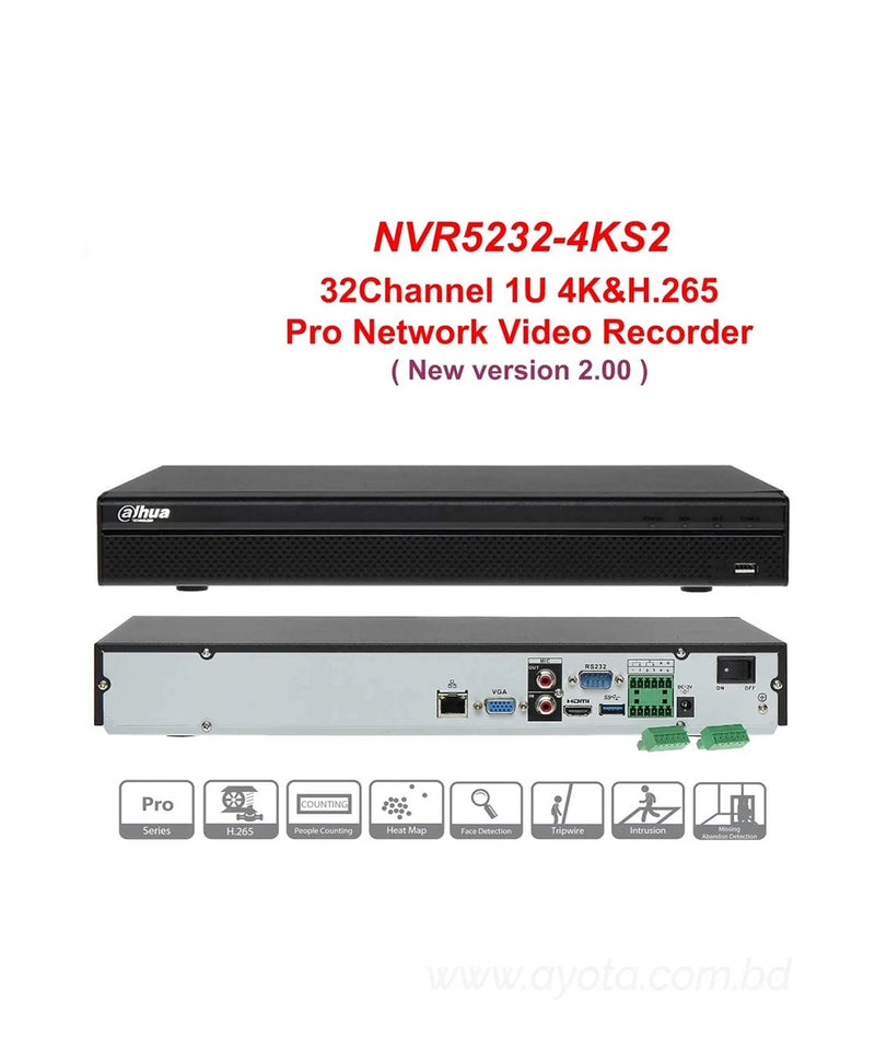 DAHUA DHI-NVR5232-4KS2 32 Channel 4K Digital Recorder  IP DVR-best price in bd