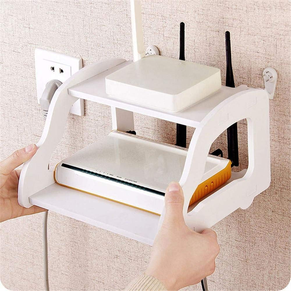 Wifi Router Stand Shelf Double Layer Wall Mounted | Router Stand Rack ...