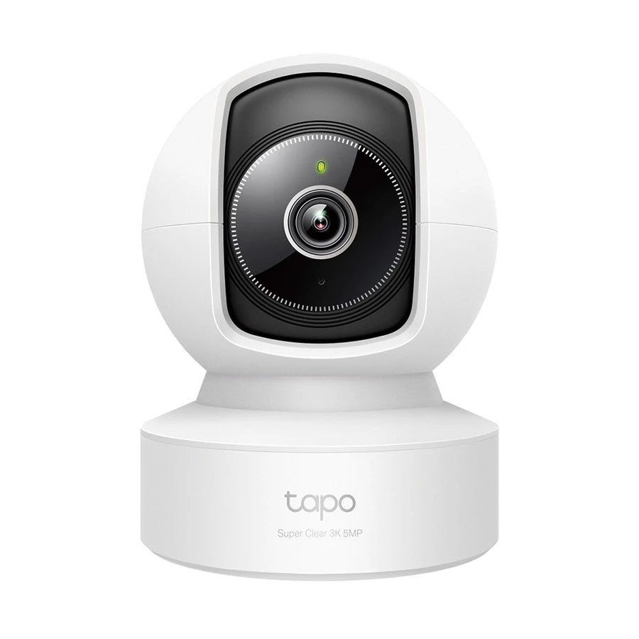 White TP-Link Tapo security camera on a white background