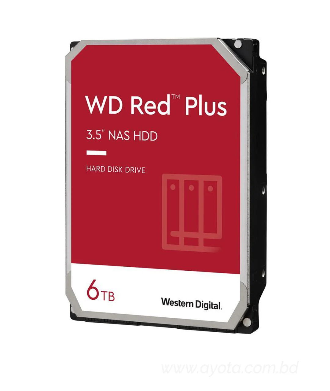 WD Red Plus 6TB NAS Hard Disk Drive - 5400 RPM Class SATA 6Gb/s, CMR, 64MB Cache, 3.5 Inch - WD60EFRX