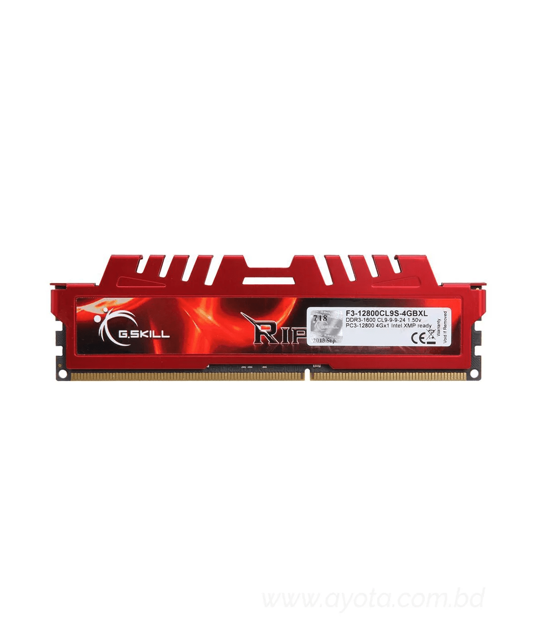 G.SKILL Ripjaws X Series 4GB 240-Pin DDR3 SDRAM DDR3 1600 (PC3 12800) Desktop Memory Model F3-12800CL9S-4GBXL