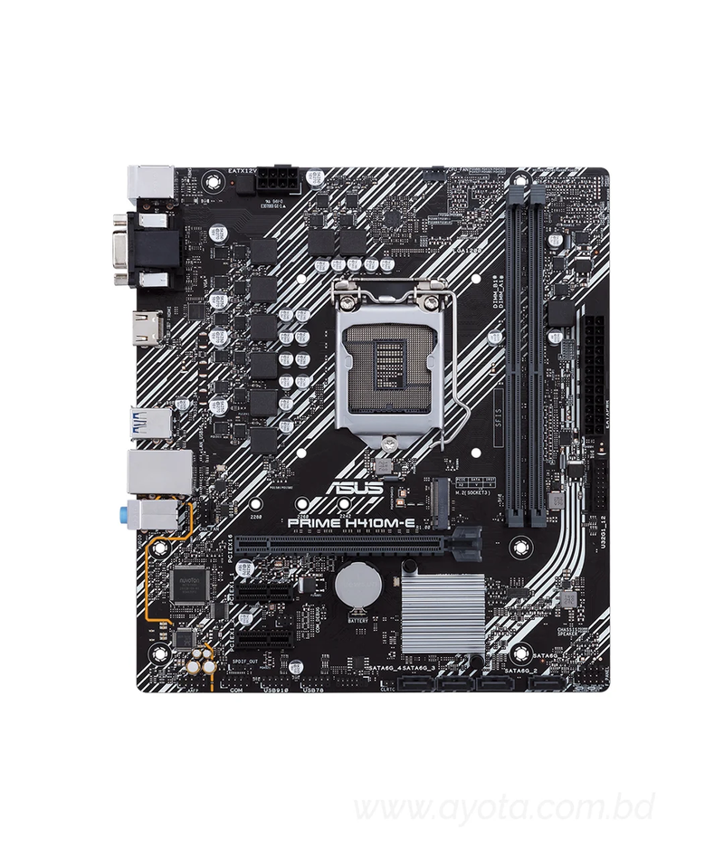 PRIME H410M-E/CSM   Intel® H410 (LGA 1200) mic-ATX motherboard with M.2 support, DDR4 2933MHz, HDMI, D-Sub, USB 3.2 Gen 1 ports, SATA 6 Gbps, COM header