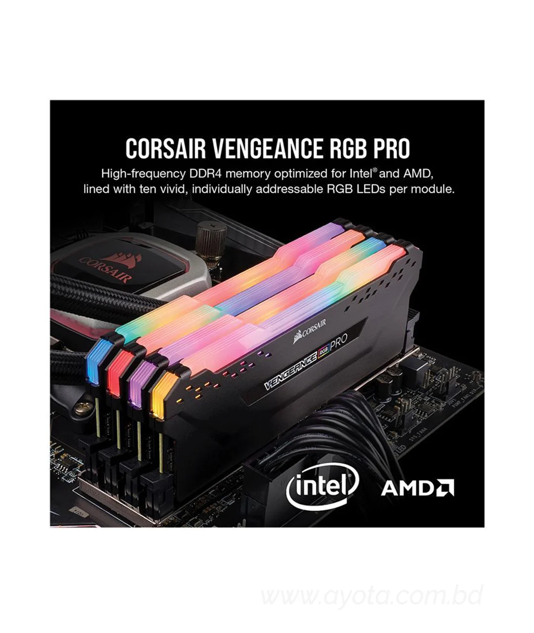 VENGEANCE® RGB PRO 16GB DDR4 DRAM 3200MHz C14 Memory Kit — Black