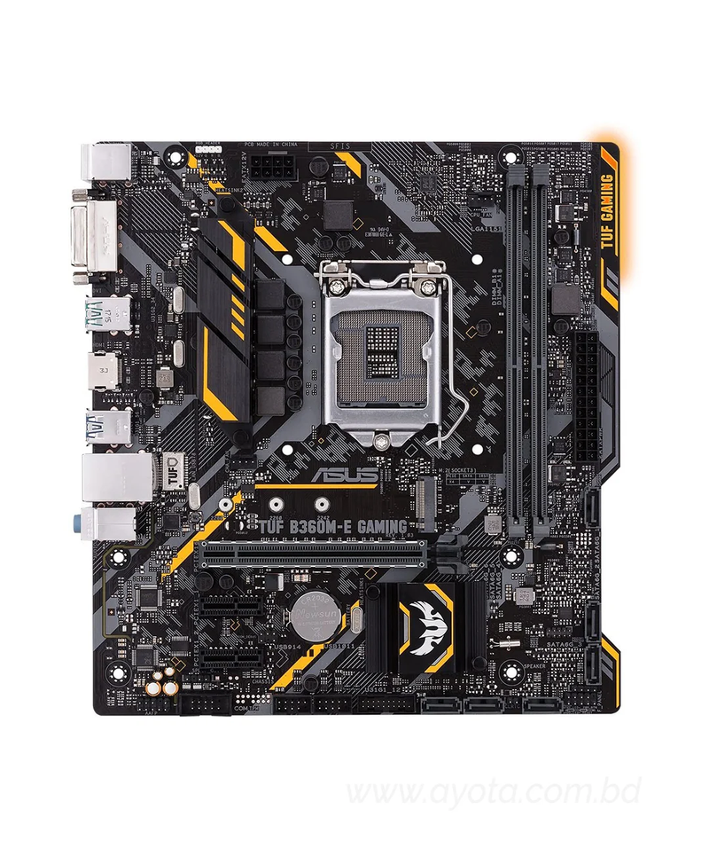 Asus TUF B360M-E GAMING 8th Gen mATX Motherboard   Intel LGA 1151 mATX gaming motherboard with Aura Sync RGB LED lighting