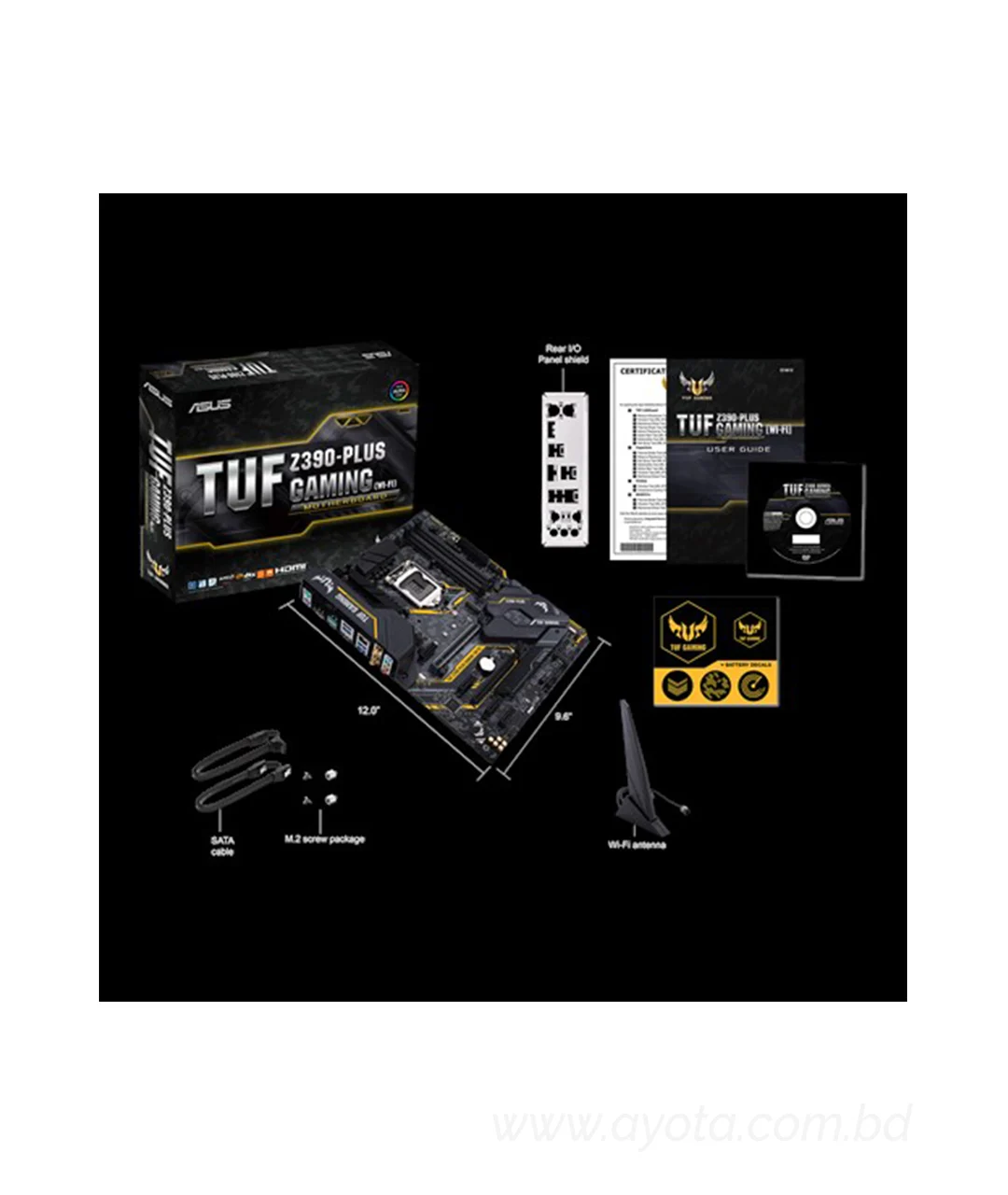 ASUS TUF Z390-PLUS GAMING 9th Gen ATX Gaming Motherboard   Intel Z390 ATX gaming motherboard with OptiMem II, Aura Sync RGB LED lighting, DDR4 4266+ MHz support, 32Gbps M.2, Intel Optane memory ready, and native USB 3.1 Gen 2.