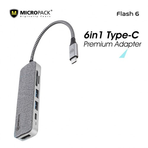 Micropack MDC-6 Type C 6 in 1 Premium Hub-Best Price In BD