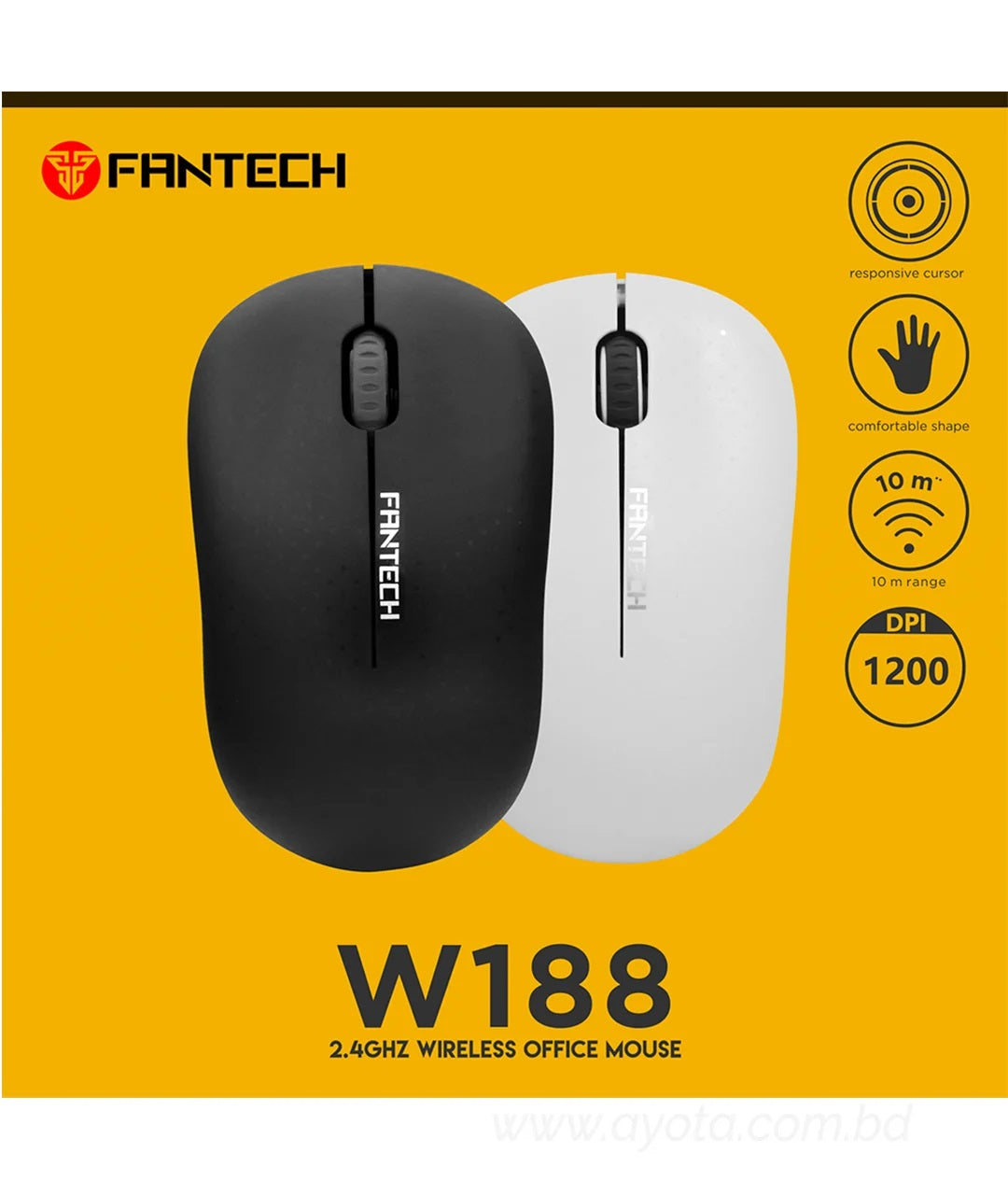 FANTECH Wireless Mouse W188 2.4GHz Black