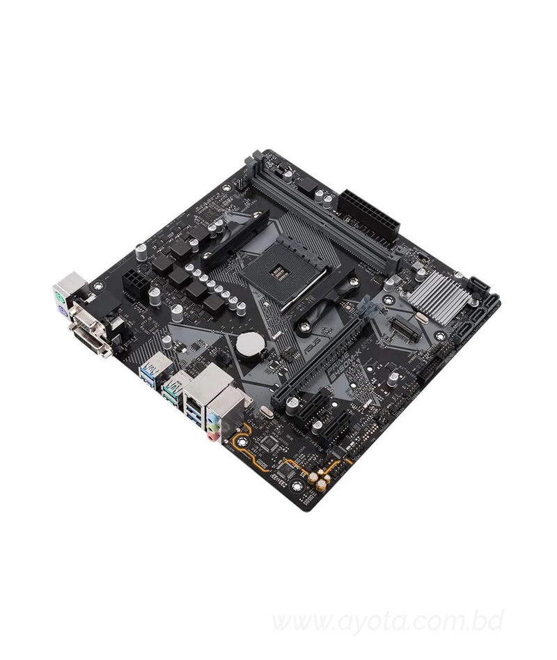 ASUS PRIME B450M-K - Motherboard - micro ATX - Socket AM4 - AMD B450 - USB 3.1 Gen 1, USB 3.1 Gen 2 - Gigabit LAN - onbo