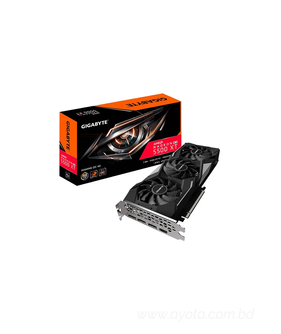 GIGABYTE Radeon RX 5500 XT DirectX 12 GV-R55XTGAMING OC-4GD 4GB 128-Bit GDDR6 PCI Express 4.0 x16 ATX Video Card