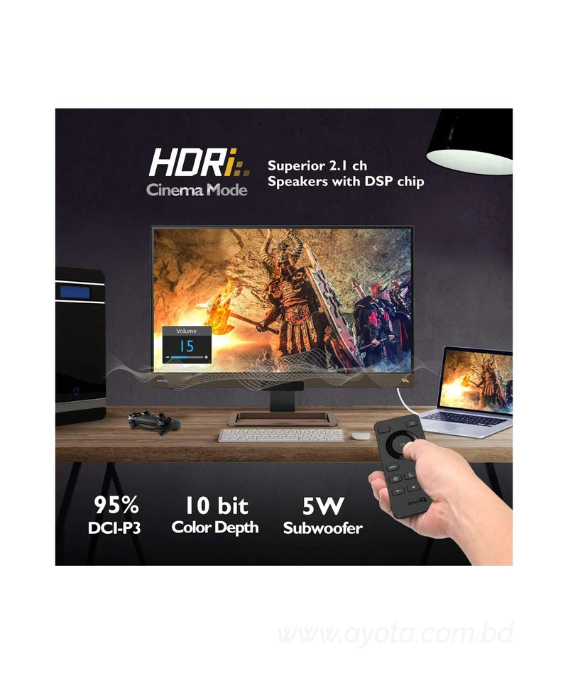 BenQ EX2780Q 27" Quad HD 2560 x 1440 2K Resolution 5ms (GTG) 144Hz 2 x HDMI, DisplayPort USB Type-C AMD FreeSync Flicker-Free Low Blue Light Built-in Speakers LED Backlit IPS Gaming Monitor