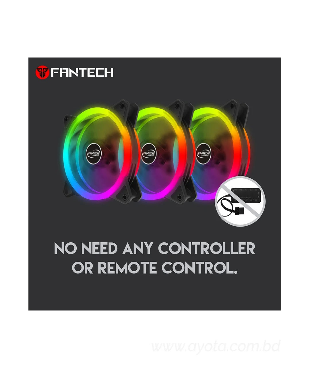 Fantech RGB Auto Color changing FC124 Turbine RGB Dual Side Illuminated Casing Fan