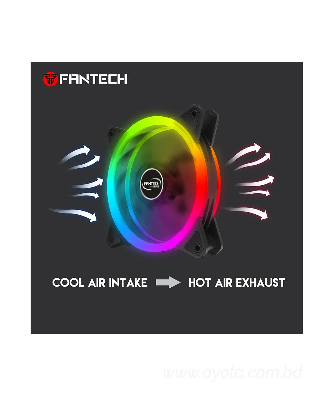 Fantech RGB Auto Color changing FC124 Turbine RGB Dual Side Illuminated Casing Fan