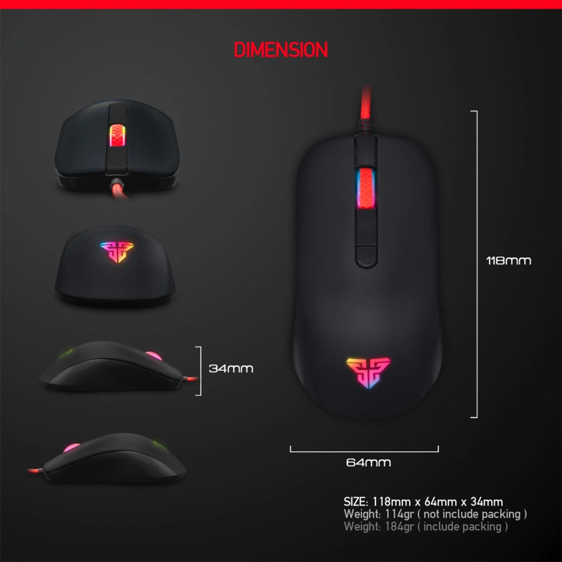 Fantech Pro Gaming G13 Rhasta  Black Mouse