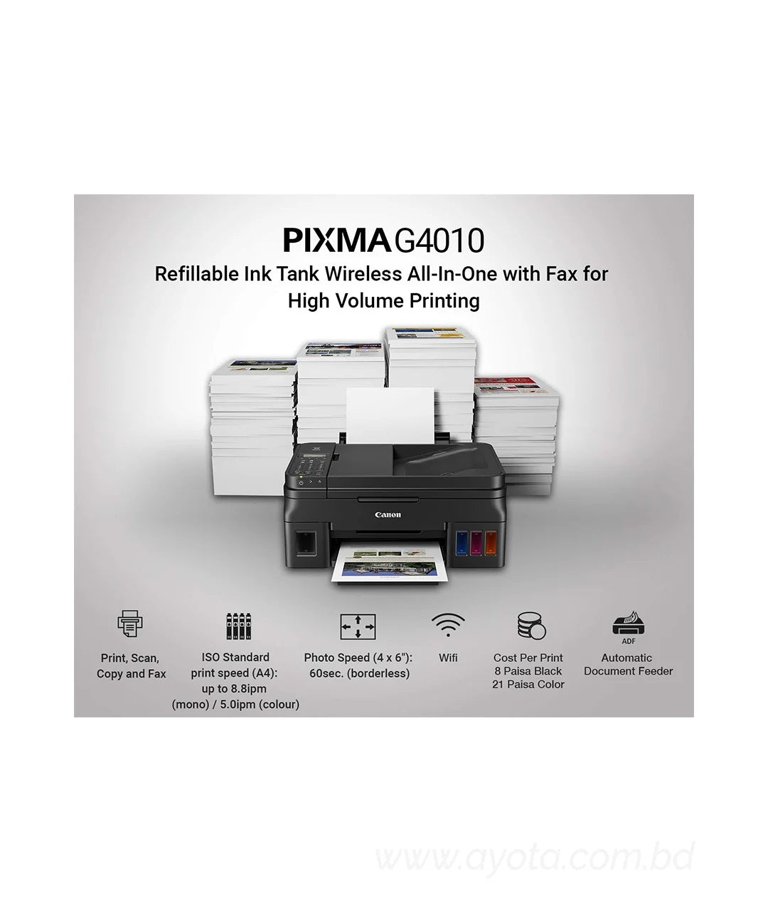 Canon Pixma G4010 All in One Wireless Ink Tank Printer-Best Price In BD