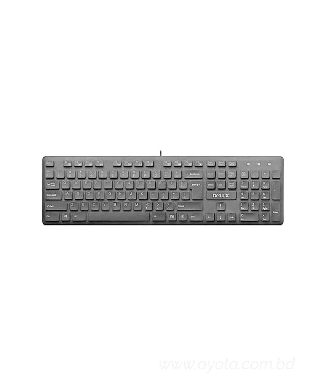 Delux KA150 Slim USB Wired Multimedia Keyboard - Black