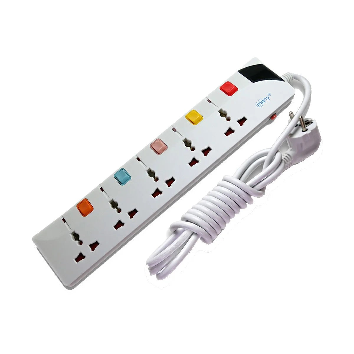 Many 3 Pin 5 Port White Power Strip # MTS-157 (3 Meter)