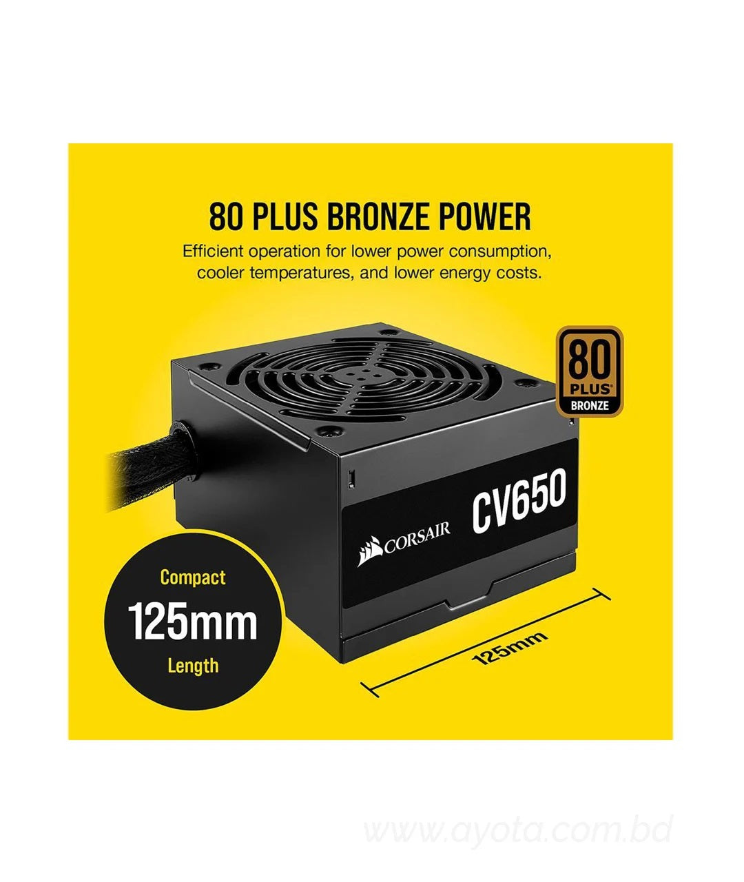 CORSAIR CV Series CV650 CP-9020211-NA 650W ATX12V 80 PLUS BRONZE Certified Non-Modular Power Supply