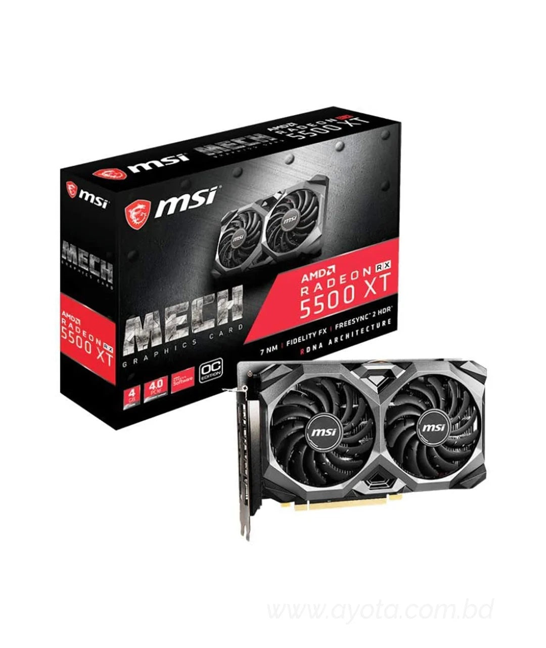 MSI Gaming Radeon RX 5500 XT Boost Clock: 1845 MHz 128-bit 4GB