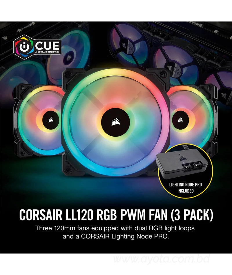 Corsair TWO RGB LIGHT LOOPS LL120 Dual Light Loop RGB LED Casing Fan