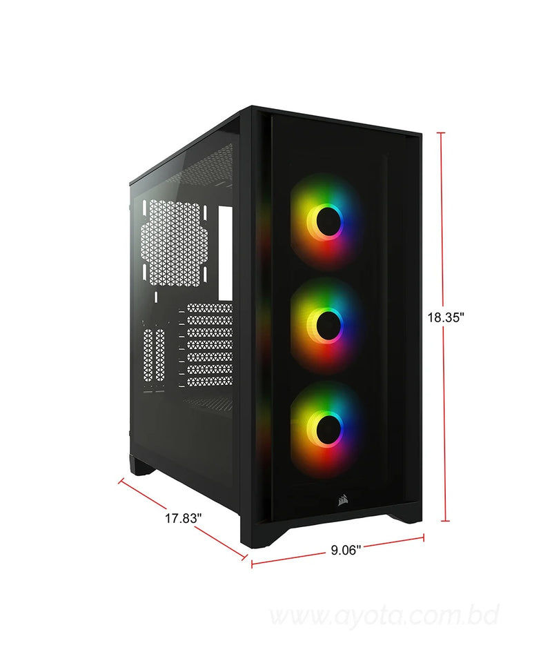 Corsair iCUE 4000X RGB Tempered Glass ATX Mid Tower Computer Case (Black)-Best Price In BD  