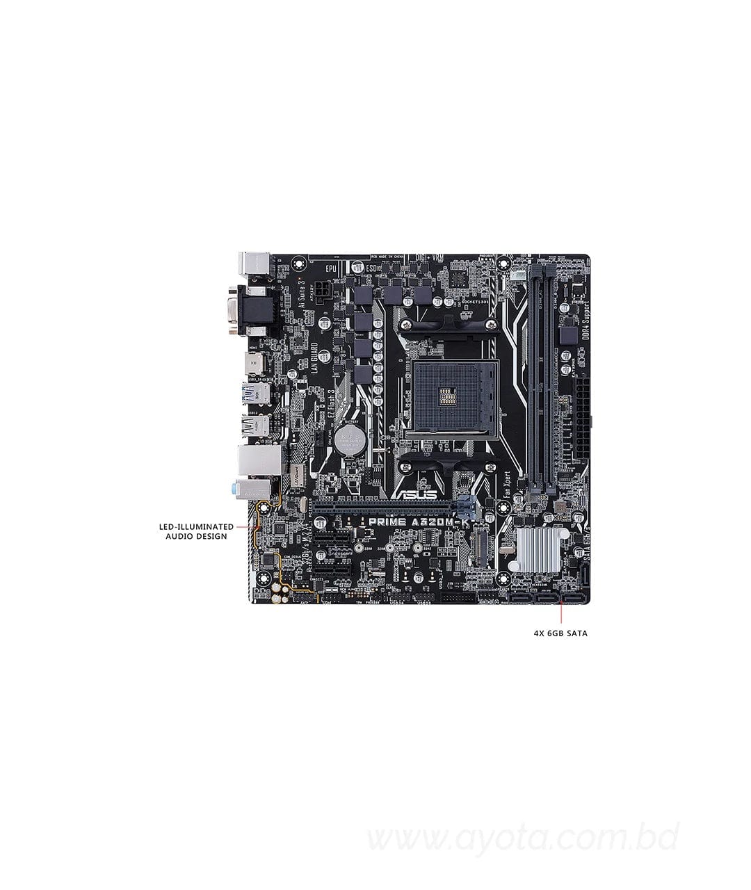 ASUS Prime A320M-K AMD Ryzen AM4 DDR4 HDMI VGA M.2 Micro-ATX A320 Motherboard