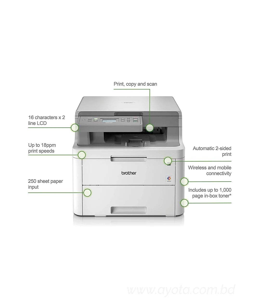 Brother DCP-L3510CDW 3-in-1 Wireless Laser Printer-Best Price In BD