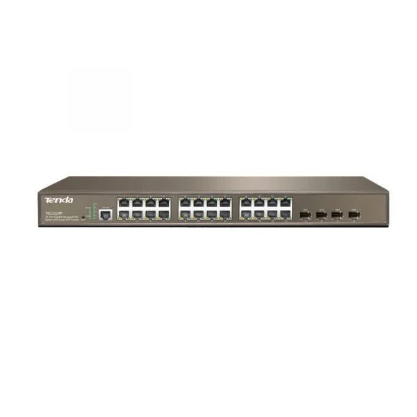 Tenda TEG3224P 24-Port 10/100/1000 Mbps + 4 Shared SFP PoE Managed Switch-best price in bd