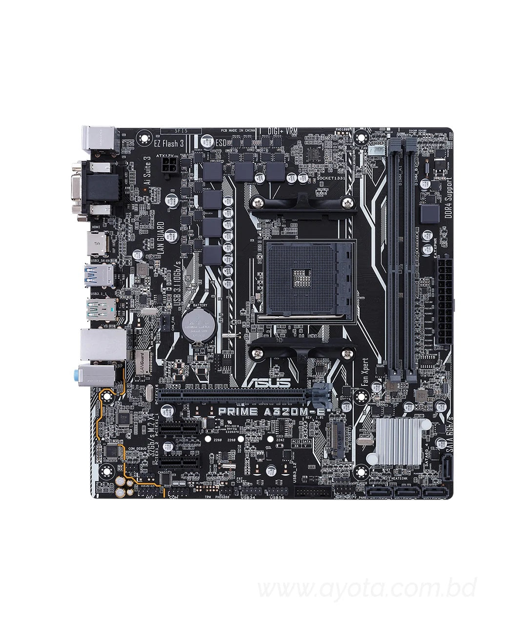 ASUS PRIME A320M-E - Motherboard - micro ATX - Socket AM4 - AMD A320 - USB 3.1 Gen 1, USB 3.1 Gen 2 - Gigabit LAN - onbo