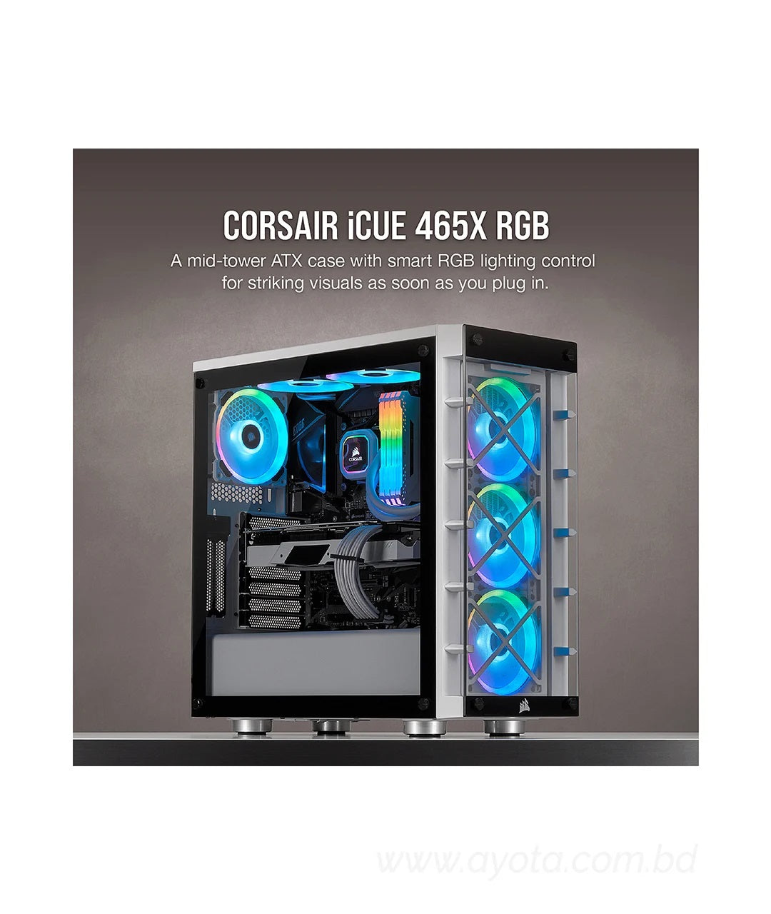 Corsair iCUE 465X RGB Mid-Tower ATX Smart Casing (White)-Best Price In BD  