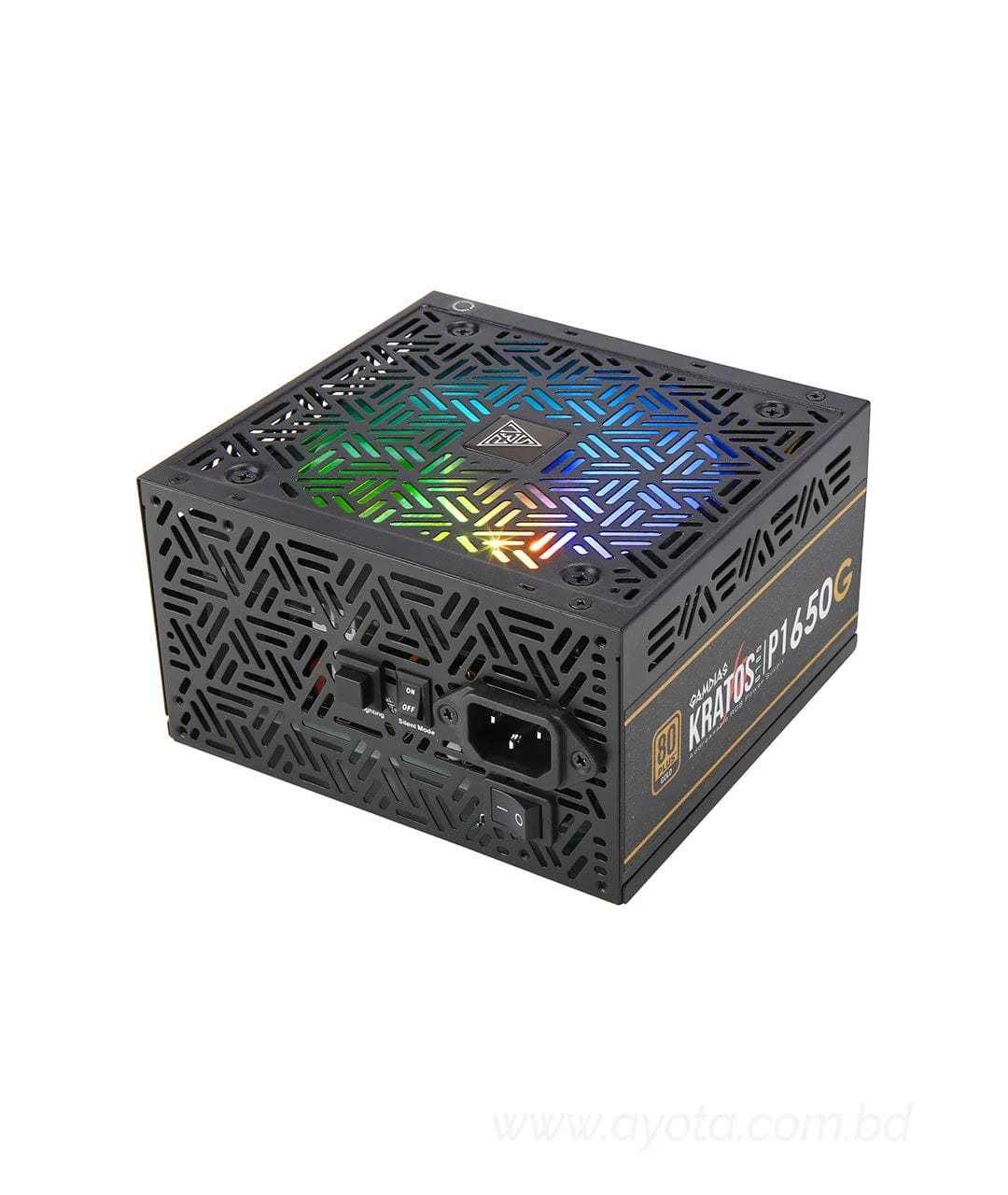 Gamdias Kratos P1-650G 650W ATX12V v2.4 80 PLUS GOLD Certified Non-Modular Active PFC Power Supply with Built-in RGB Lighting Effects and Addressable LEDs