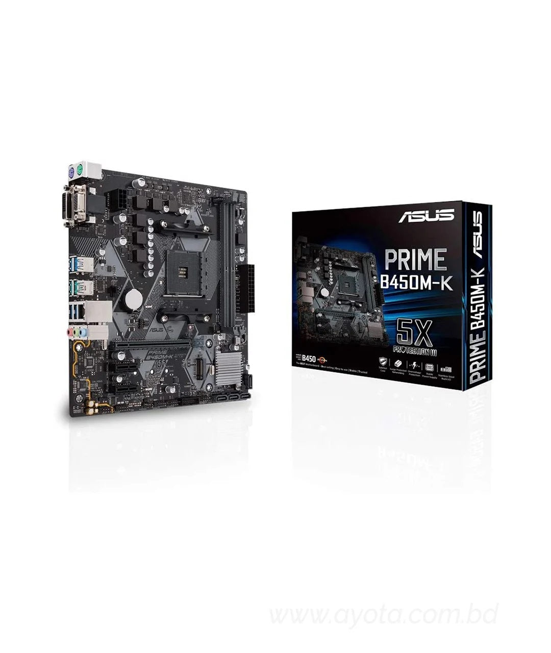 ASUS PRIME B450M-K - Motherboard - micro ATX - Socket AM4 - AMD B450 - USB 3.1 Gen 1, USB 3.1 Gen 2 - Gigabit LAN - onbo