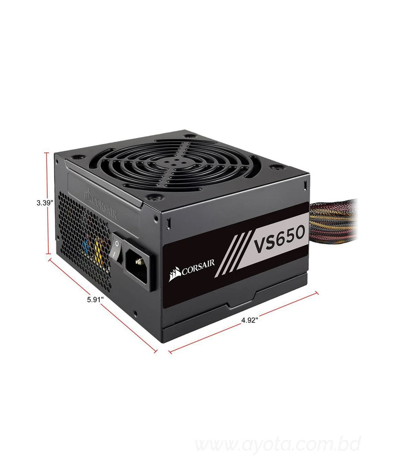 CORSAIR VS Series, VS650, 650 Watt (650W), Active PFC, 80 PLUS White Certified Power Supply