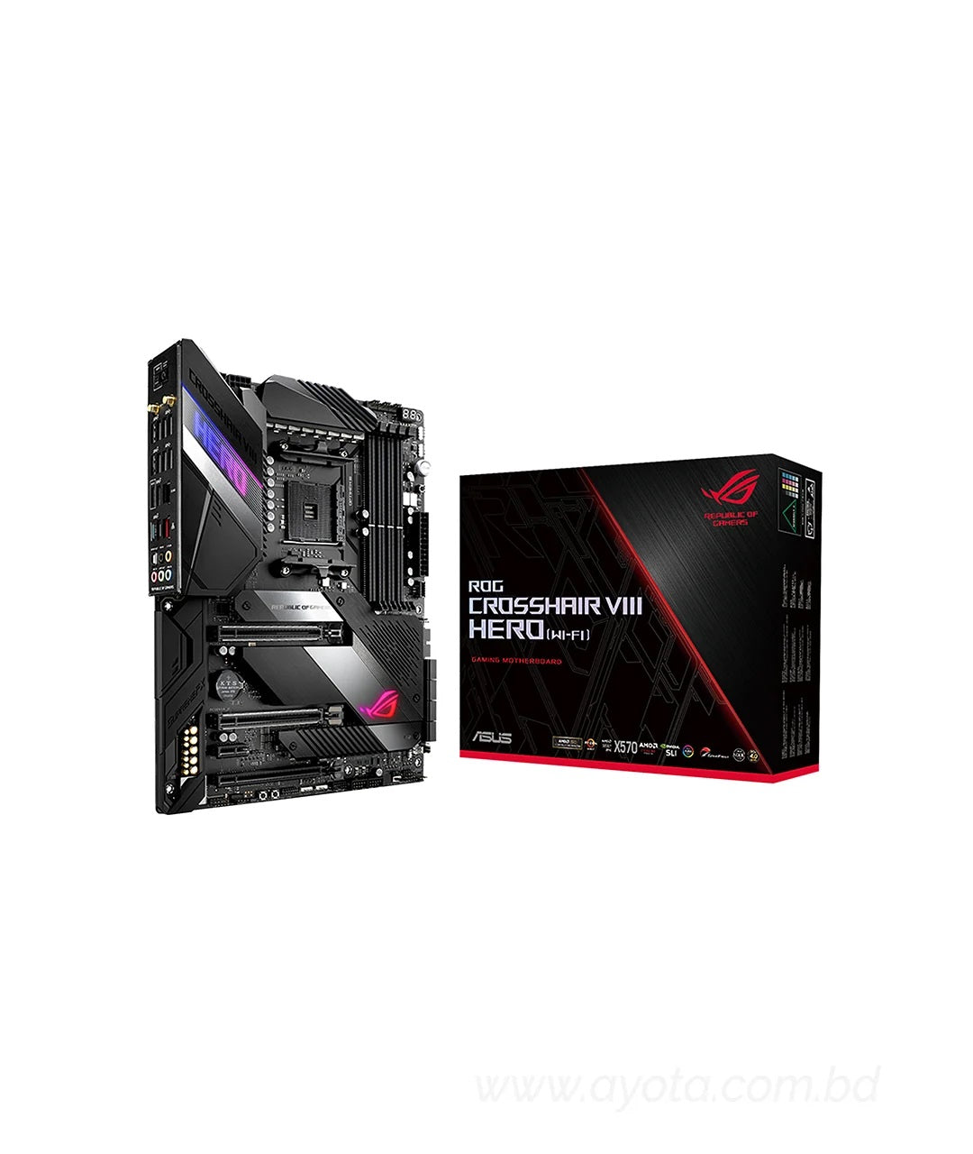 ASUS AMD AM4 ROG X570 Crosshair VIII Hero (Wi-Fi) ATX Motherboard with PCIe 4.0, Dual M.2, SATA 6Gb/s, USB3.2 Gen 2, 2.5Gbps LAN, WiFi 6