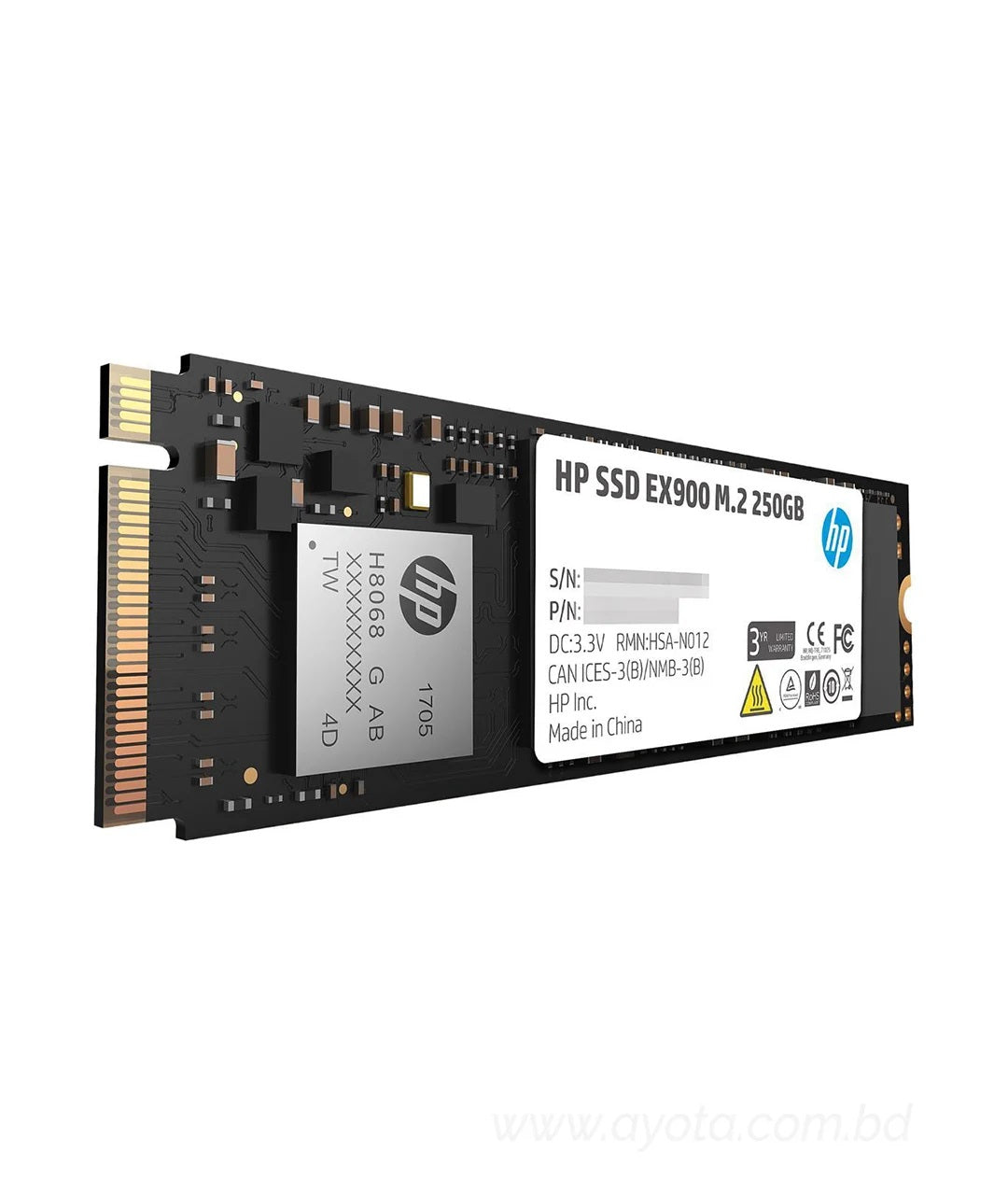 HP EX900 M.2 250GB PCIe 3.0 x4 NVMe 3D TLC NAND Internal Solid State Drive (SSD)