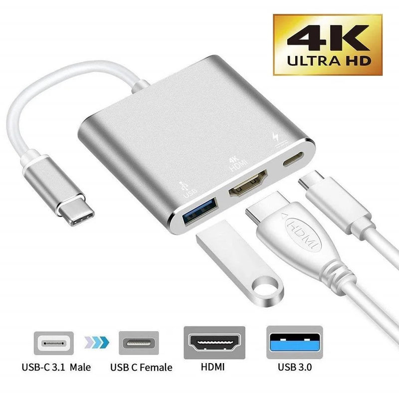 Type C USB 3.1 To USB-C 4K HDMI USB 3.0 Adapter Cable 3 In 1 Hub USB Adapter