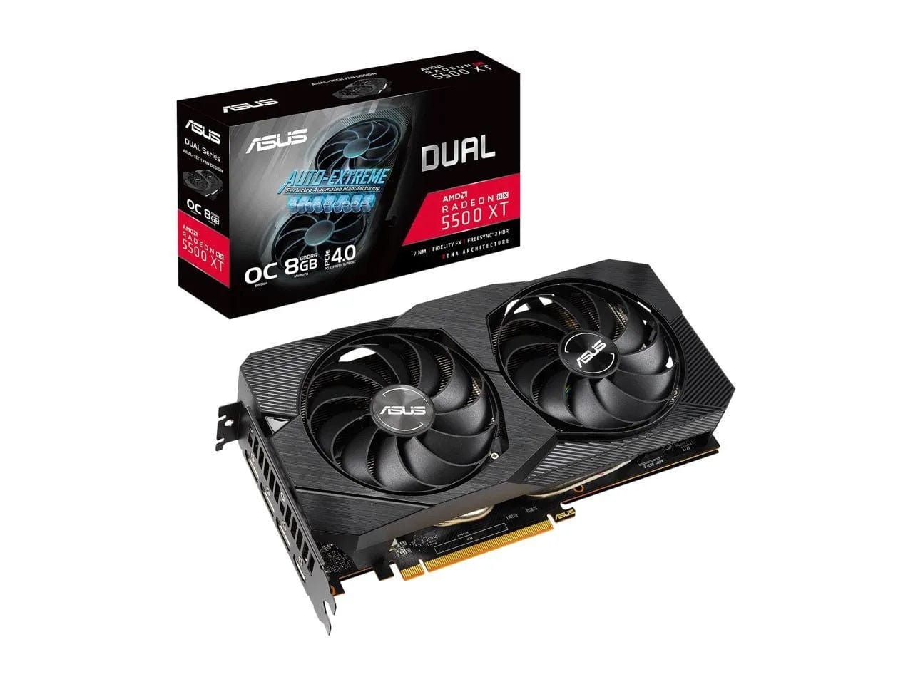 ASUS AMD Radeon RX 5500 XT Overclocked O8G GDDR6 Dual Fan EVO Edition HDMI DisplayPort Gaming Graphics Card (DUAL-RX5500XT-O8G-EVO)