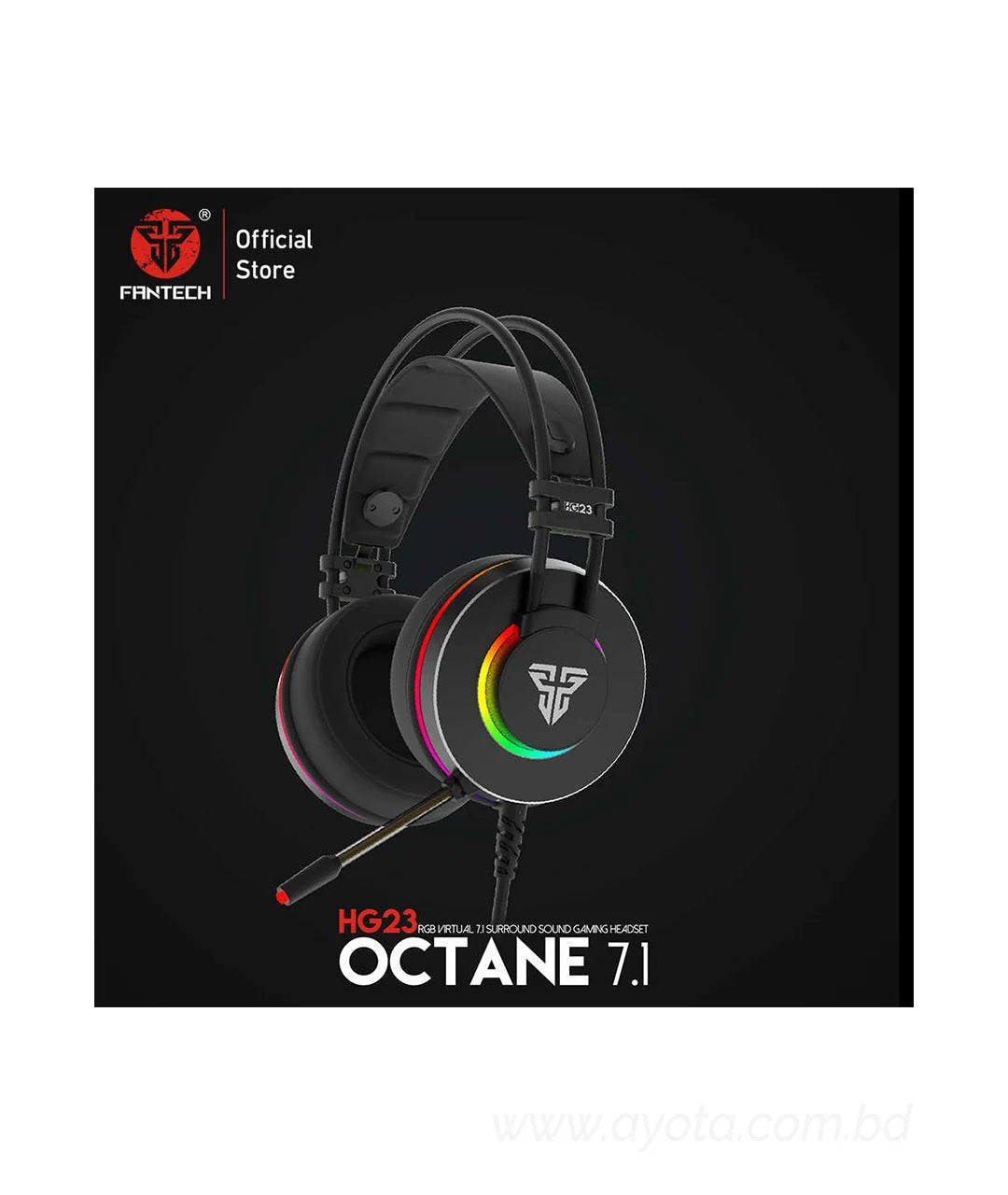 FANTECH Surround Sound RGB Gaming Headset HG23 OCTANE 7.1 True