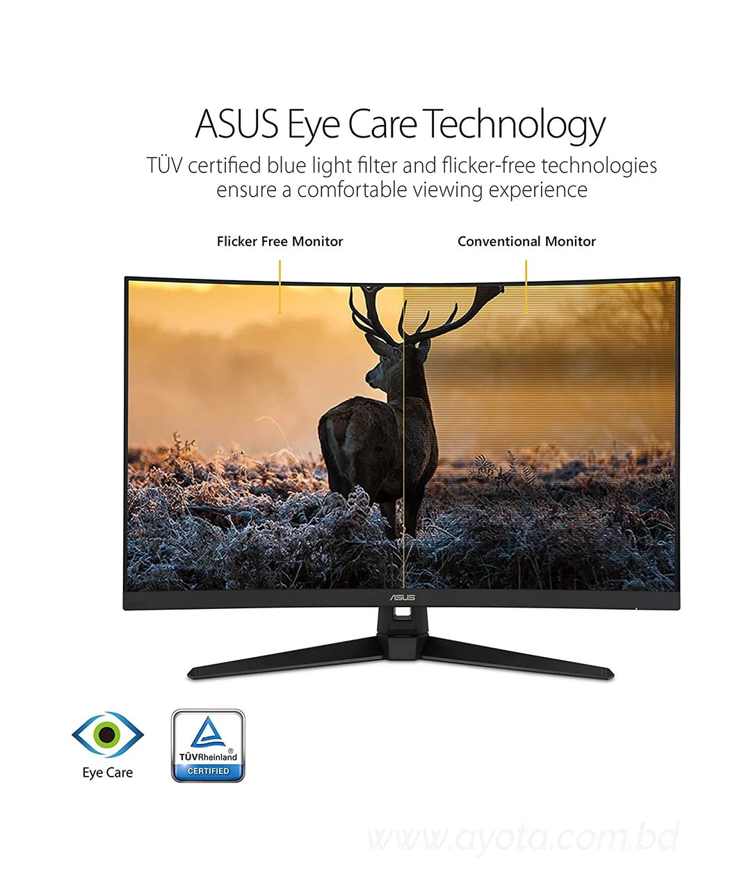 ASUS TUF Gaming VG328H1B 32" Full HD 1920 x 1080 165Hz (OC) 1ms (MPRT) HDMI VGA Extreme Low Motion Blur FreeSync Flicker-Free Built-in Speakers Backlit LED Curved Gaming Monitor