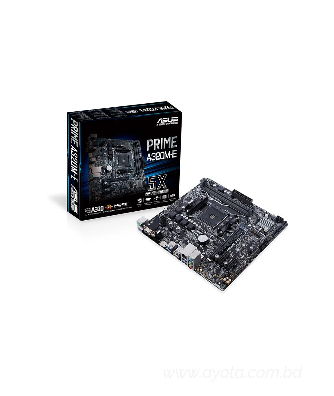 ASUS PRIME A320M-E - Motherboard - micro ATX - Socket AM4 - AMD A320 - USB 3.1 Gen 1, USB 3.1 Gen 2 - Gigabit LAN - onbo