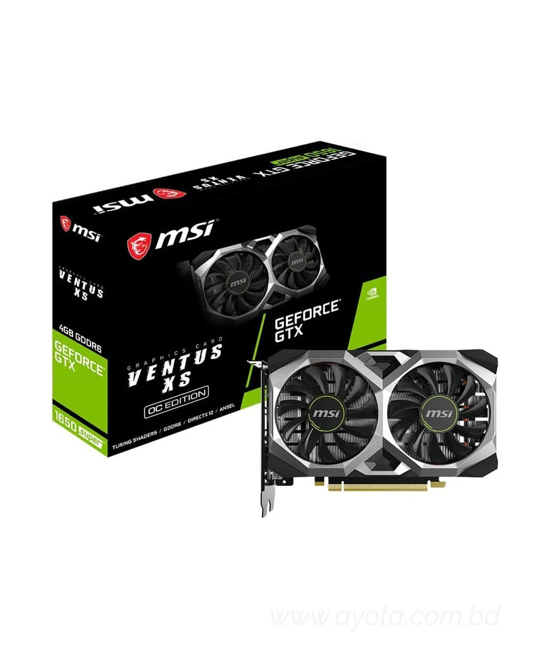 MSI GeForce GTX 1650 SUPER DirectX 12 GTX 1650 Super Ventus XS OC 4GB 128-Bit GDDR6 PCI Express 3.0 x16 HDCP Ready Video Card