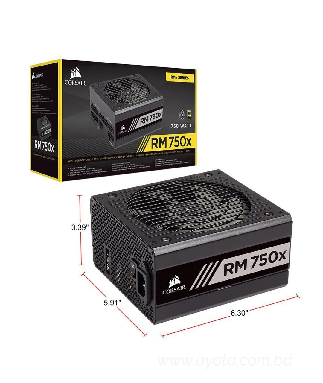 CORSAIR RMx Series RM750x CP-9020179-NA 750W ATX12V / EPS12V 80 PLUS GOLD Certified Full Modular Power Supply