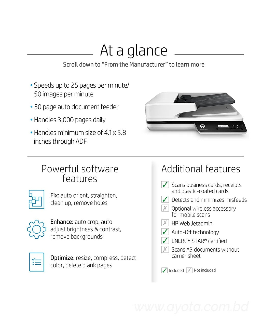 HP ScanJet Pro 3500 f1 Flatbed Scanner-Best Price In BD