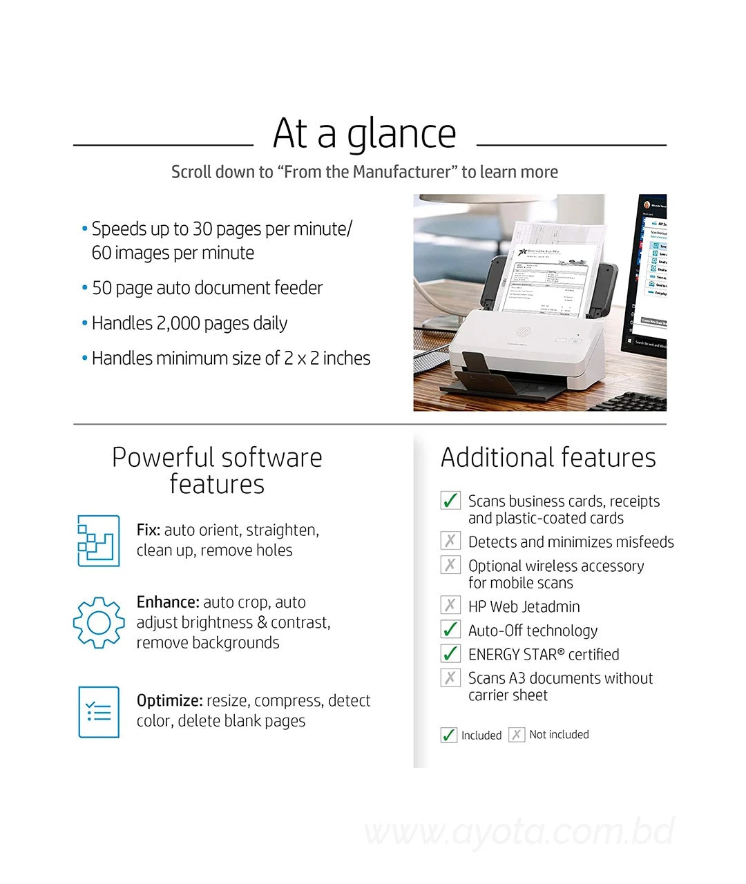 HP ScanJet Pro 2000 s1 Sheet-feed OCR Scanner-Best Price In BD